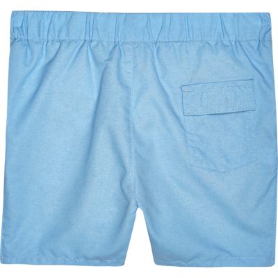 Mini boys blue parrot print swim shorts